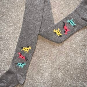 1.5-2 years Girl's Finest Cotton Tights - Grey with unicorns