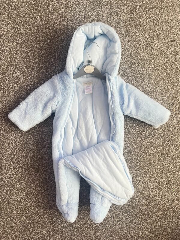 Baby Boy Bear Snowsuit/pramsuit Size 0-3 months Blue